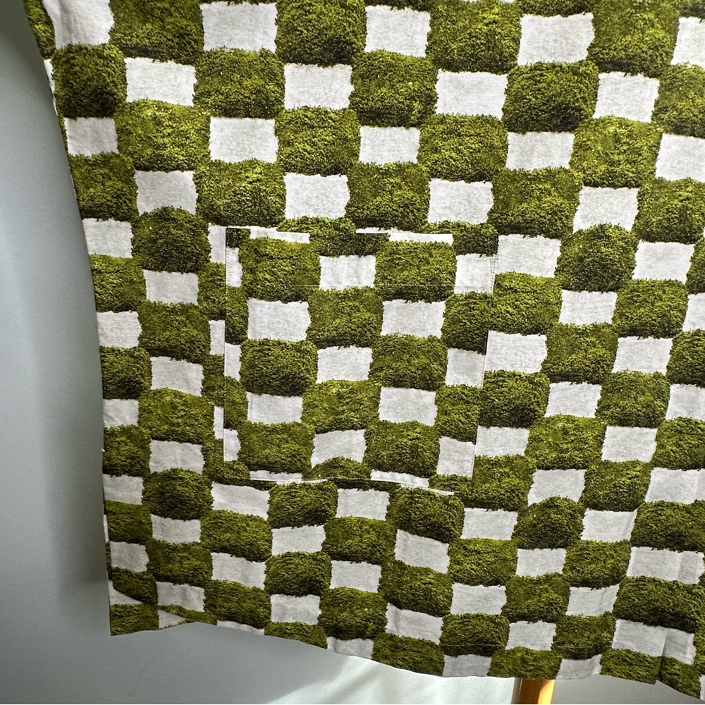 Unknown Brand Green Grass Checkered Print Oversized Kaftan Poncho Dress O/S - Picture 5 of 14